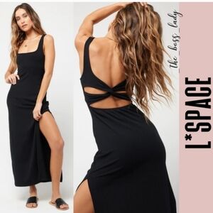 NWT L Space By Anthropologie Mara Black Dress With Slit